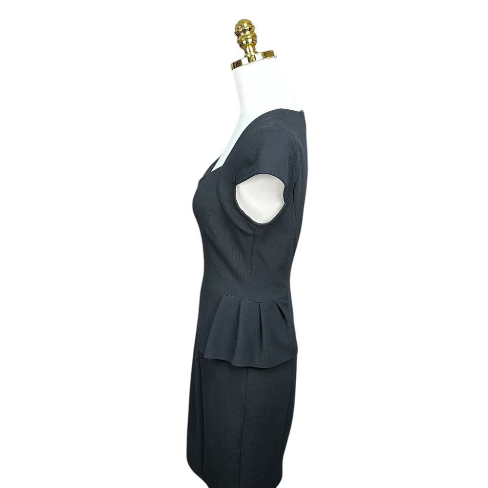 Vintage Betsey Johnson Black Peplum Sheath Dress Sweetheart Neck Cap Sleeve SZ 6 - Picture 4 of 7